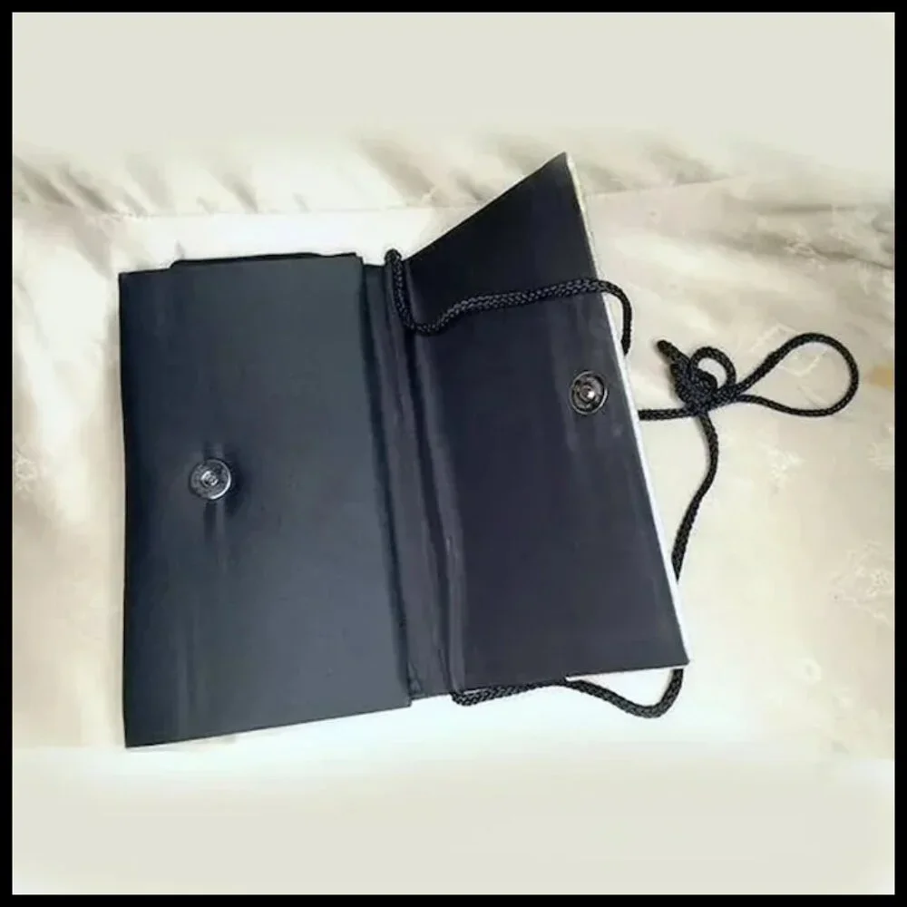 Convertible Clutch Black Gold Lame Evening Shoulder Bag Unused Vintage - Picture 3 of 15
